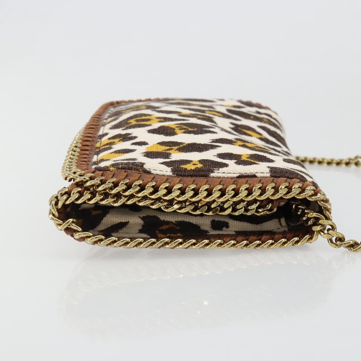 Stella MacCartney Falabella Chain Leopard Pattern Bag Canvas Brown Auth yk20554A