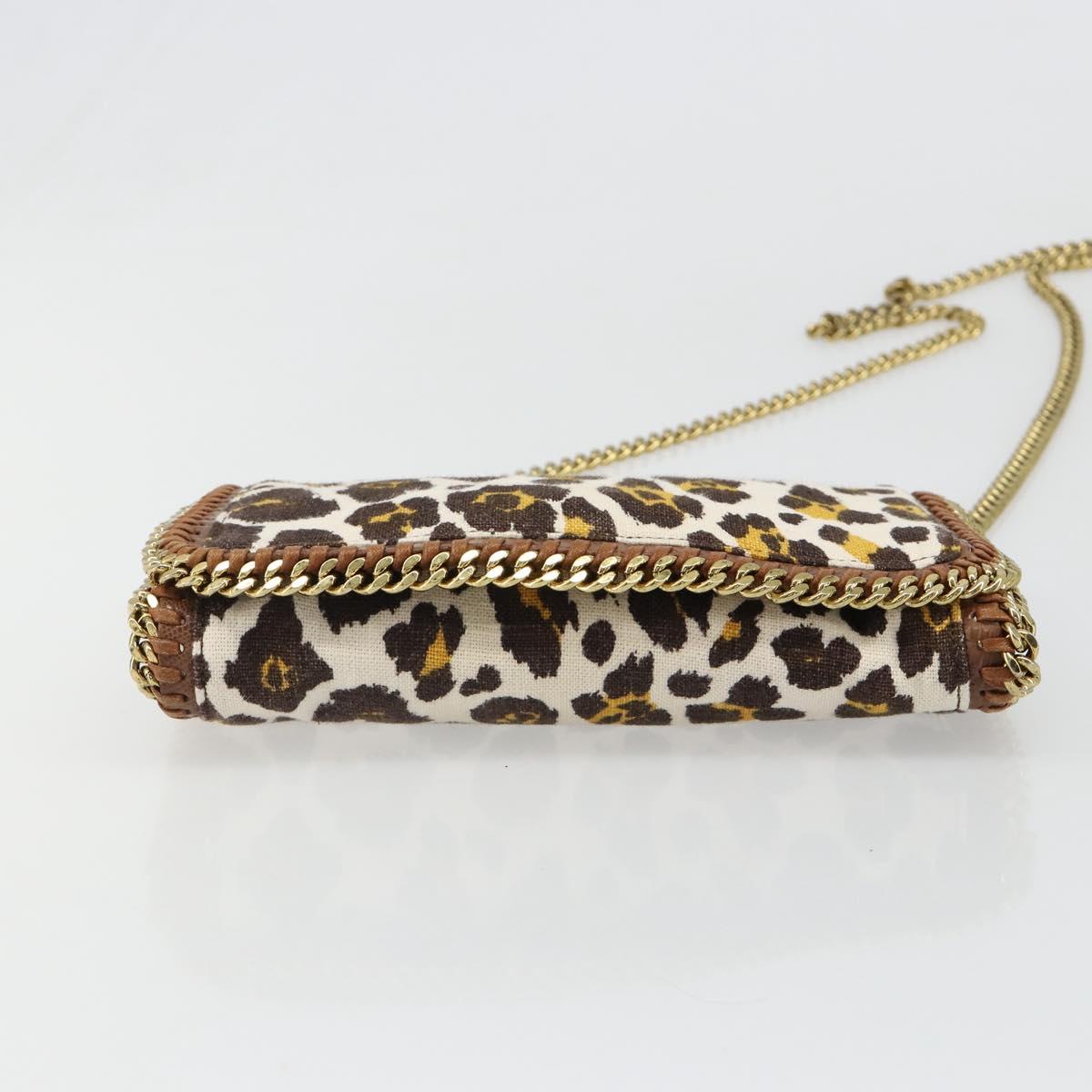 Stella MacCartney Falabella Chain Leopard Pattern Bag Canvas Brown Auth yk20554A