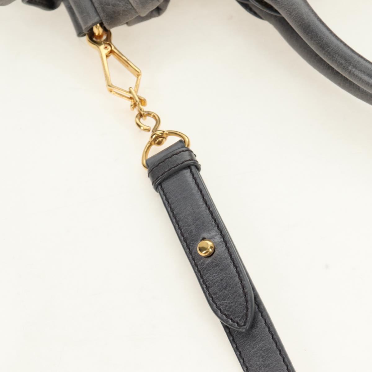 Miu Miu Hand Bag Leather 2way Gray Gold Auth yk20558SAM