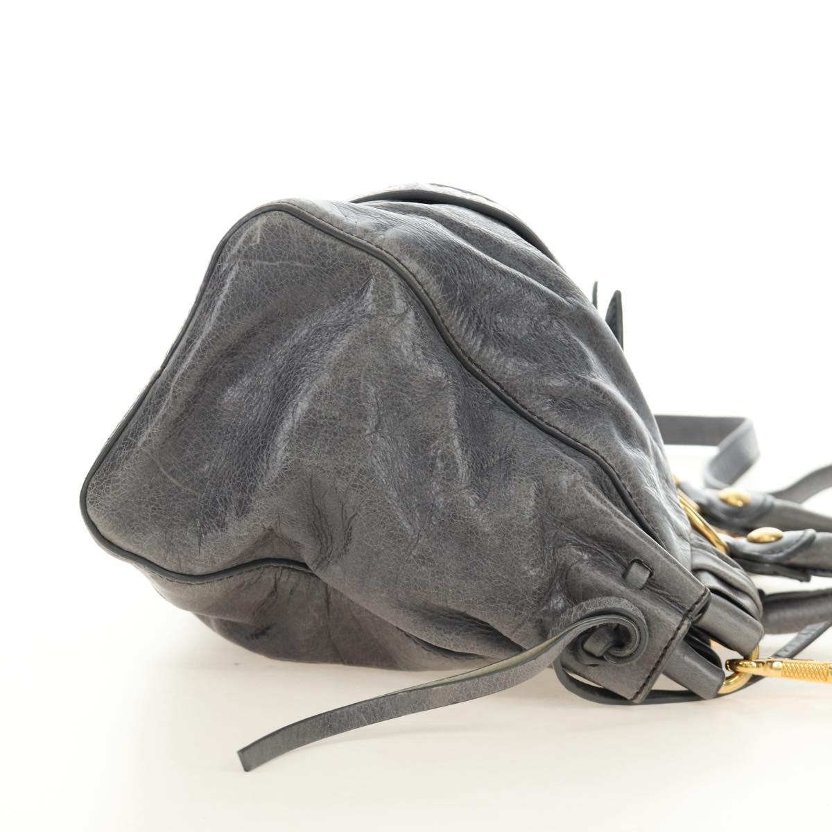 Miu Miu Hand Bag Leather 2way Gray Gold Auth yk20558SAM