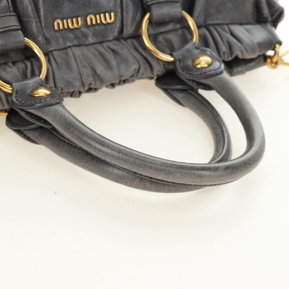 Miu Miu Hand Bag Leather 2way Gray Gold Auth yk20558SAM