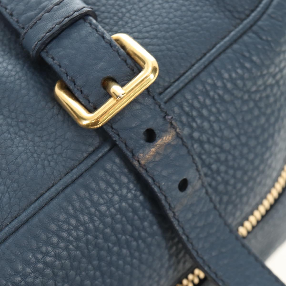 Miu Miu Shoulder Bag Leather Navy Gold Auth yk20559SAM
