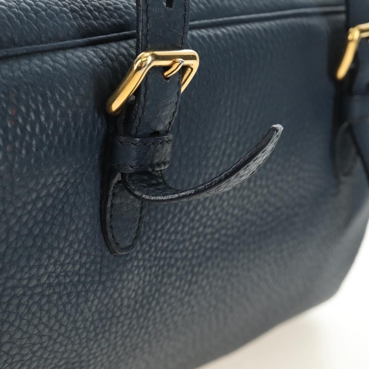 Miu Miu Shoulder Bag Leather Navy Gold Auth yk20559SAM