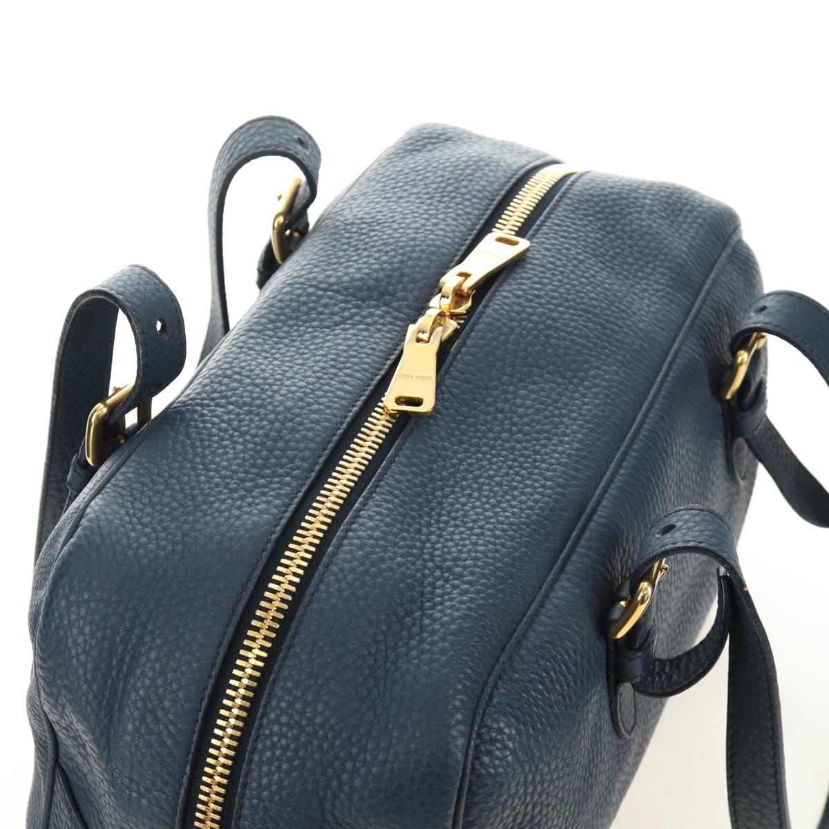 Miu Miu Shoulder Bag Leather Navy Gold Auth yk20559SAM