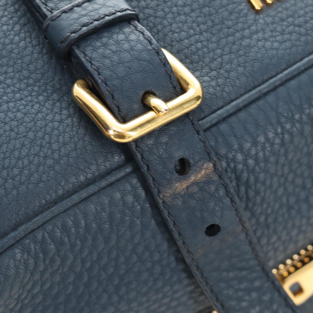Miu Miu Shoulder Bag Leather Navy Gold Auth yk20559SAM