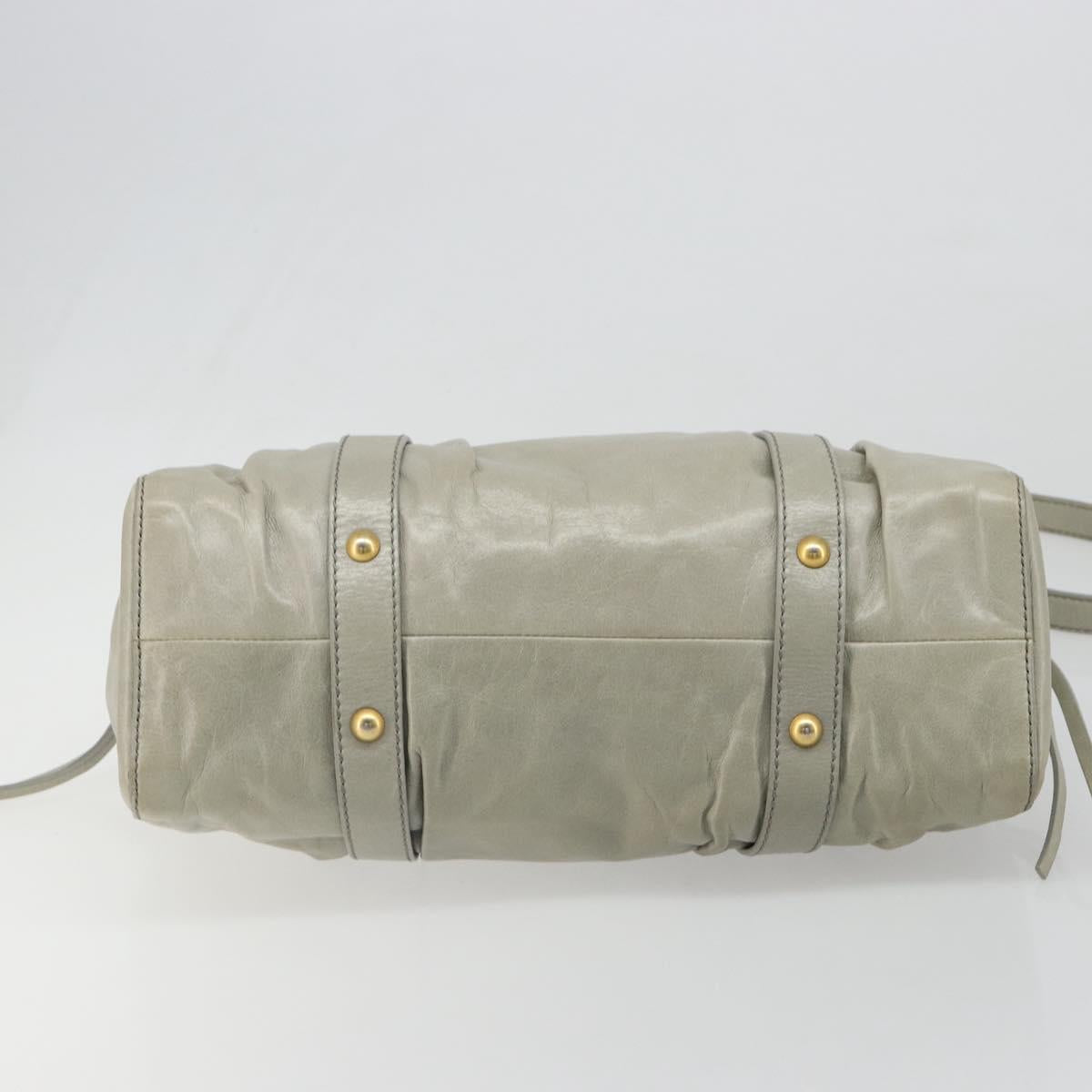 Miu Miu Hand Bag Leather 2way Gray Gold Auth yk20560A