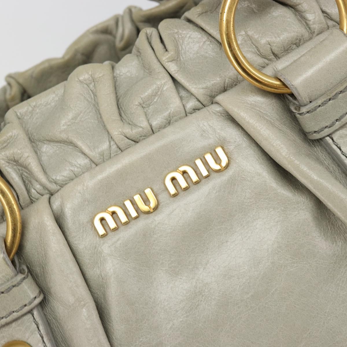 Miu Miu Hand Bag Leather 2way Gray Gold Auth yk20560A