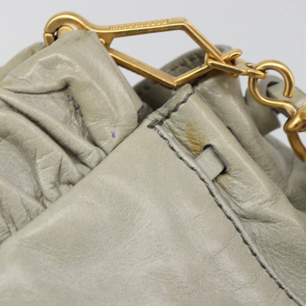 Miu Miu Hand Bag Leather 2way Gray Gold Auth yk20560A