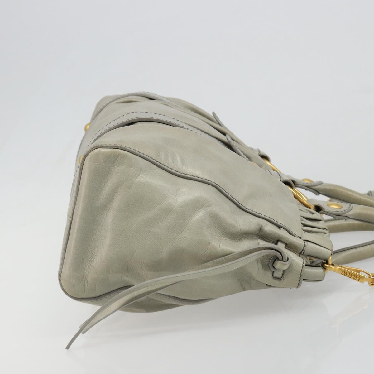 Miu Miu Hand Bag Leather 2way Gray Gold Auth yk20560A