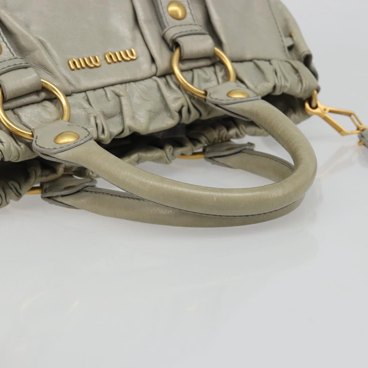 Miu Miu Hand Bag Leather 2way Gray Gold Auth yk20560A