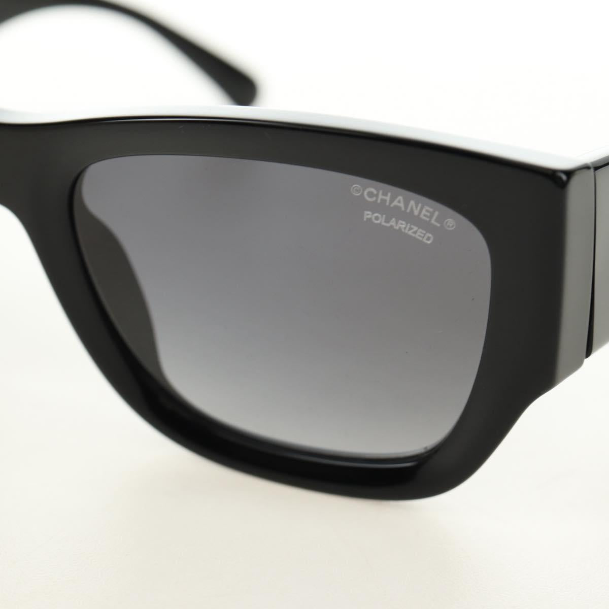 CHANEL Sunglasses Plastic Black Gold CC Auth yk20566M