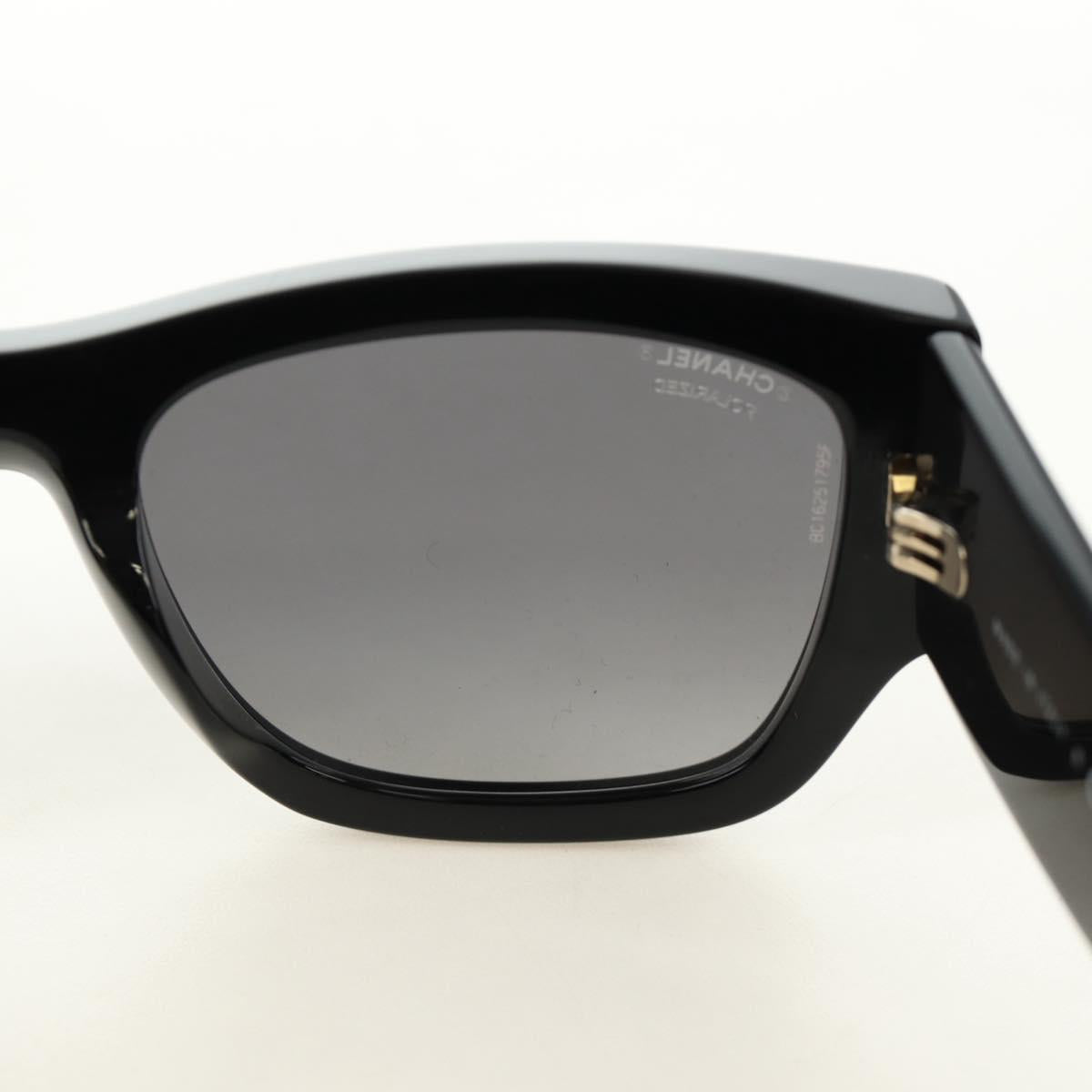 CHANEL Sunglasses Plastic Black Gold CC Auth yk20566M
