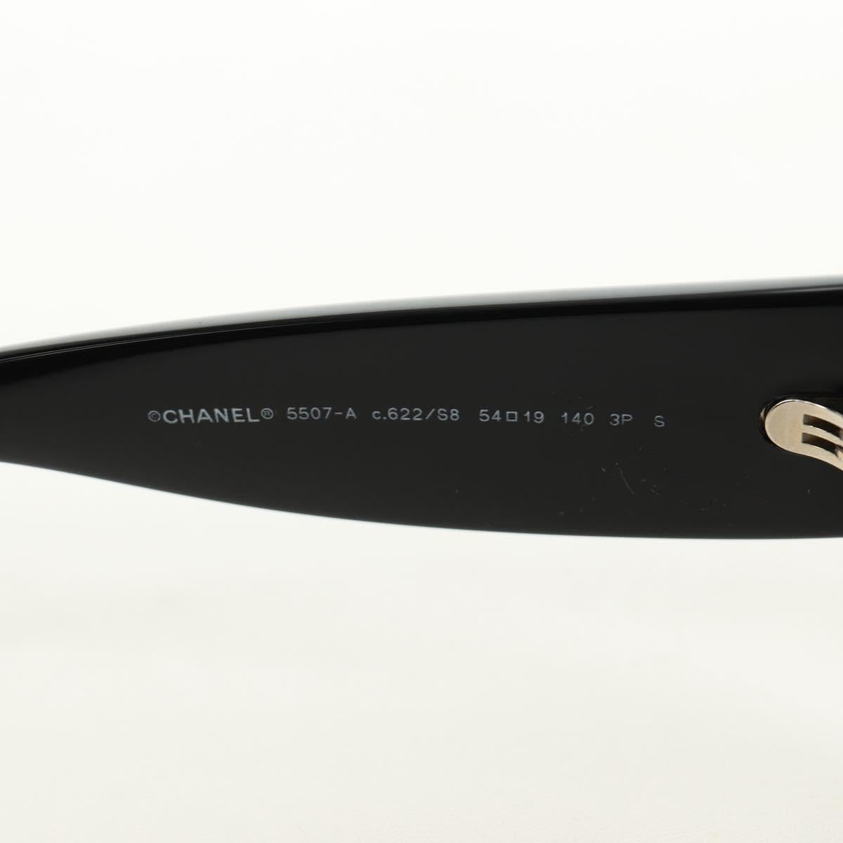 CHANEL Sunglasses Plastic Black Gold CC Auth yk20566M