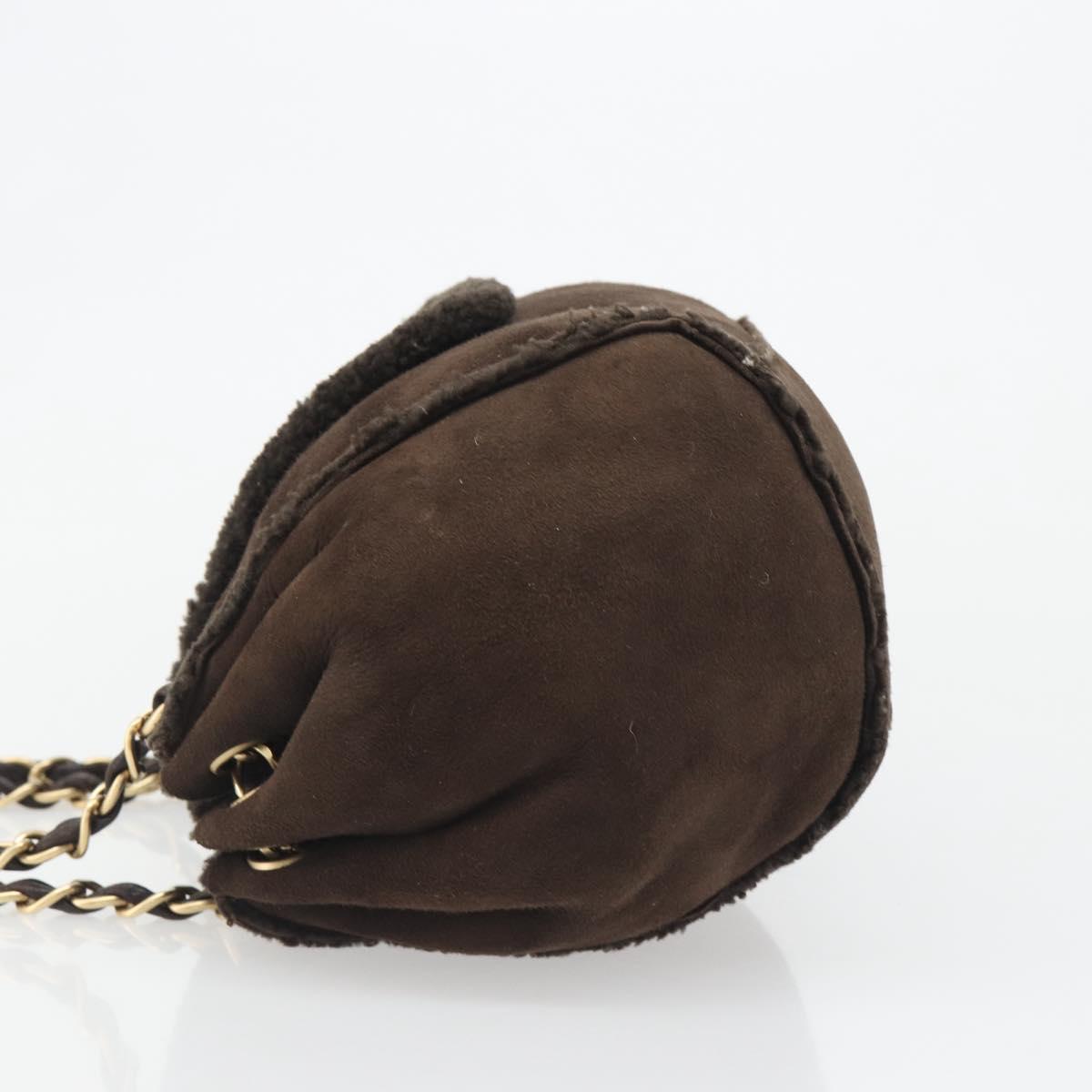 CHANEL COCO Mark Chain Shoulder Bag Mouton Brown Gold CC Auth yk20567SAV