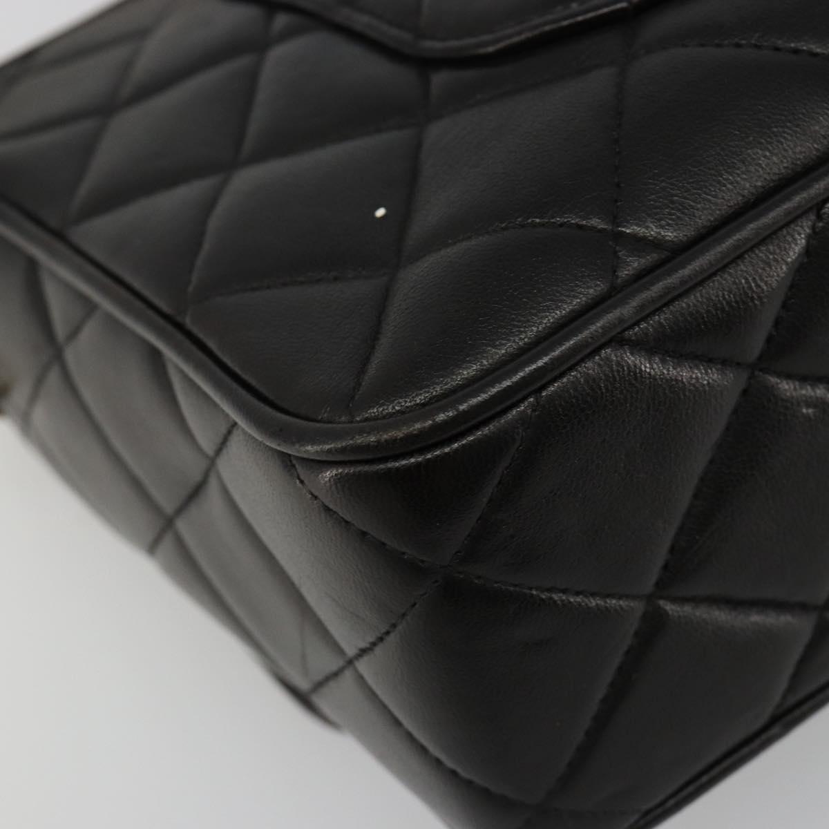 CHANEL Chain Shoulder Bag Lamb Skin Black Gold Matelasse CC Auth yk20568SAV