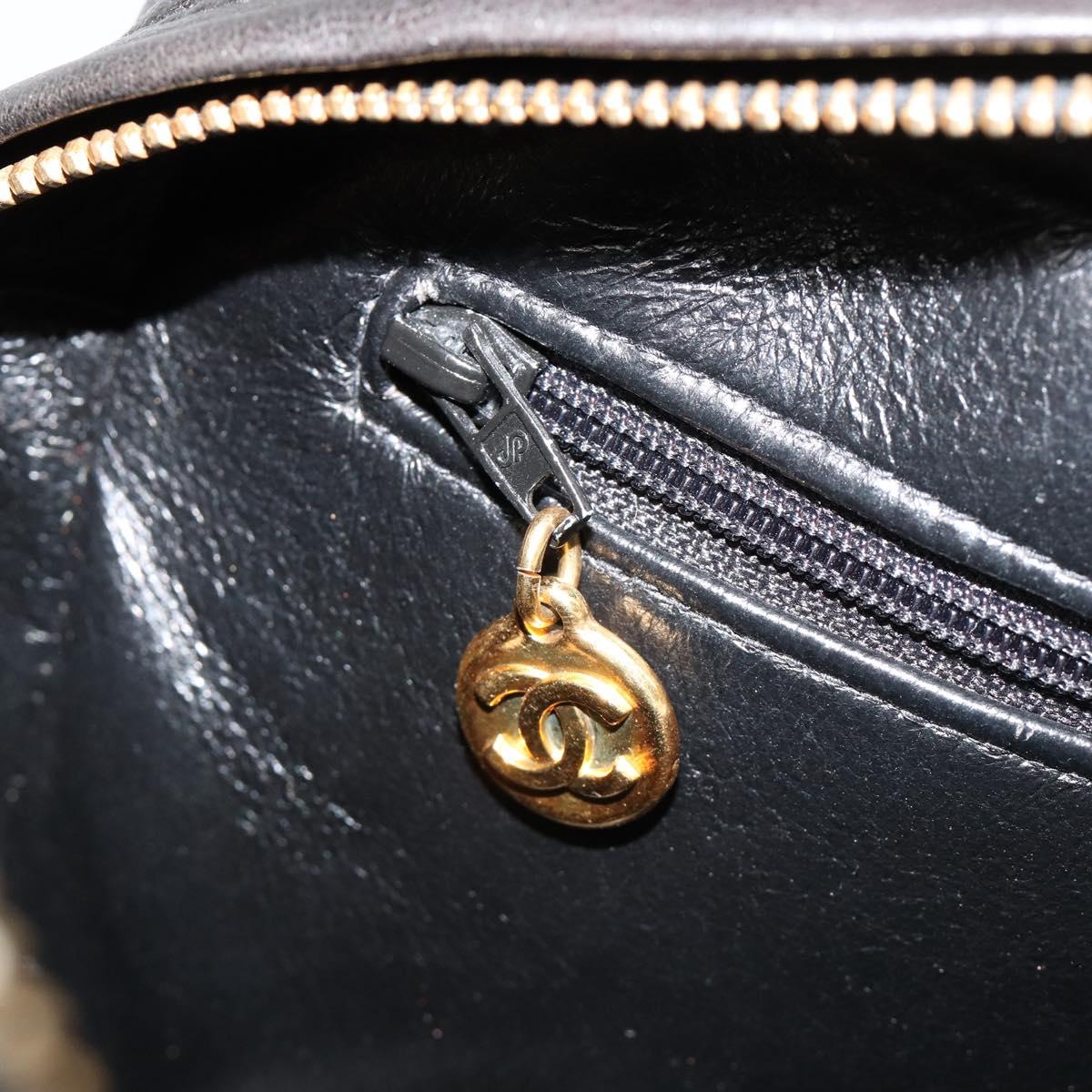 CHANEL Chain Shoulder Bag Lamb Skin Black Gold Matelasse CC Auth yk20568SAV