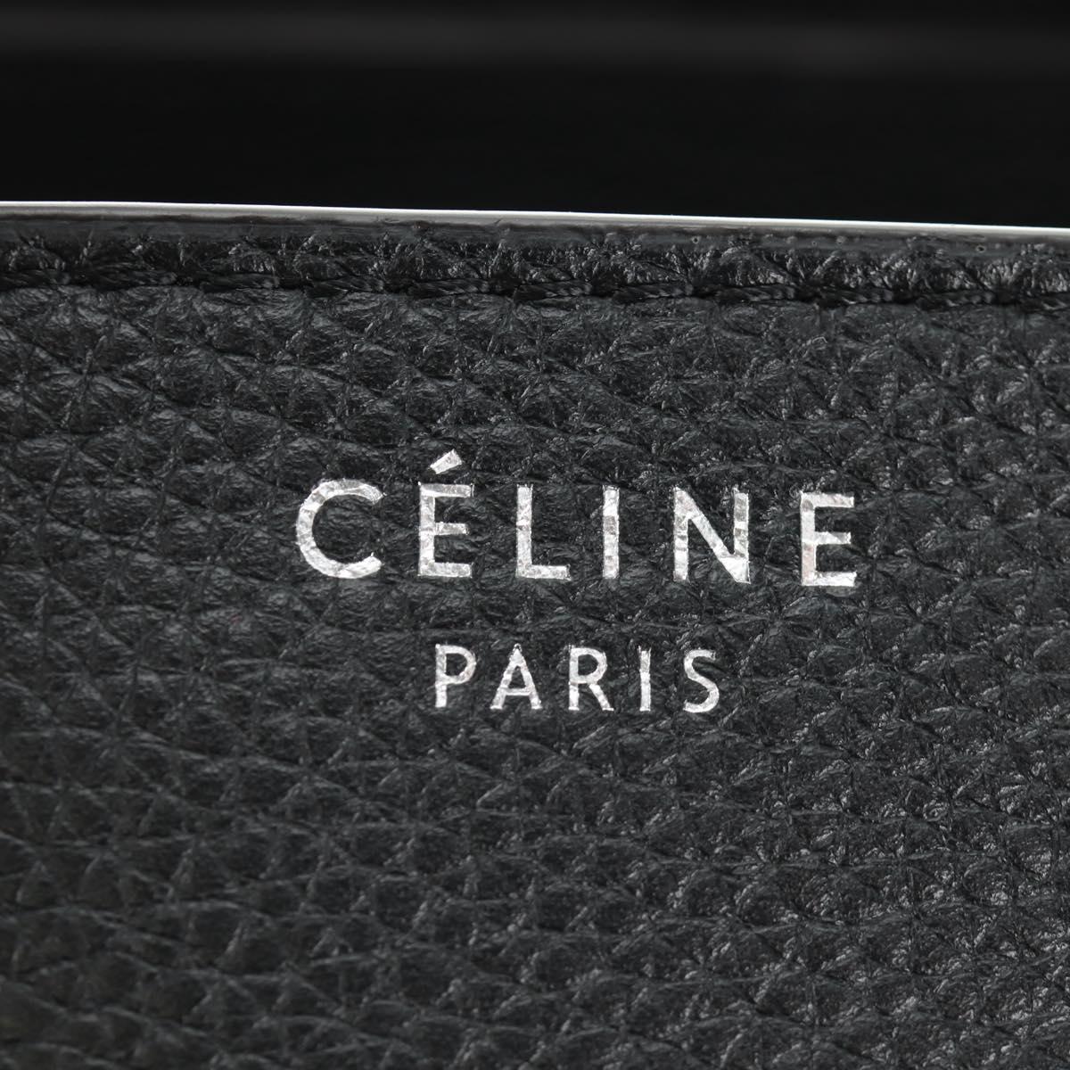 CELINE Luggage Mini Shopper Hand Bag Leather Black Silver Auth yk20573SAM