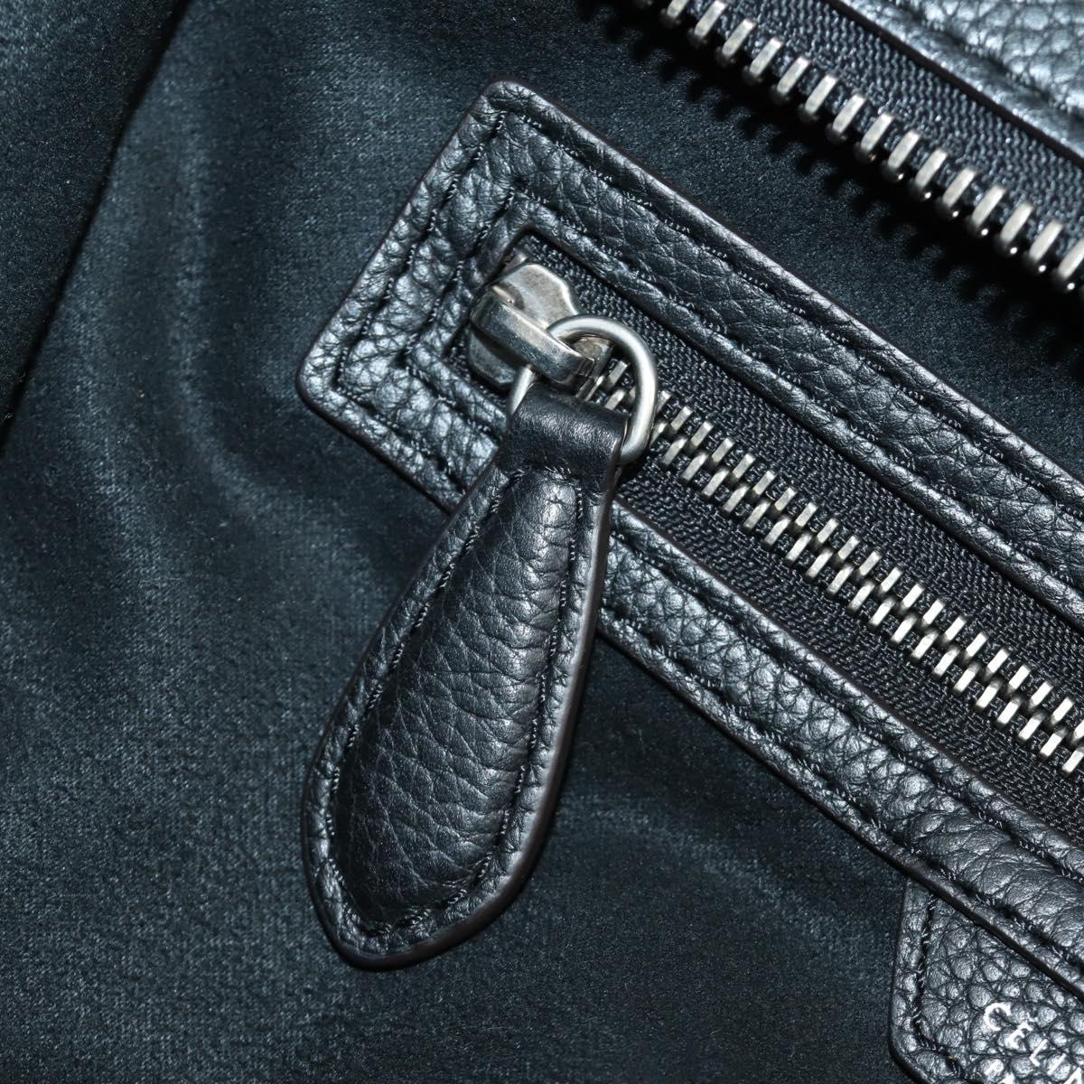 CELINE Luggage Mini Shopper Hand Bag Leather Black Silver Auth yk20573SAM