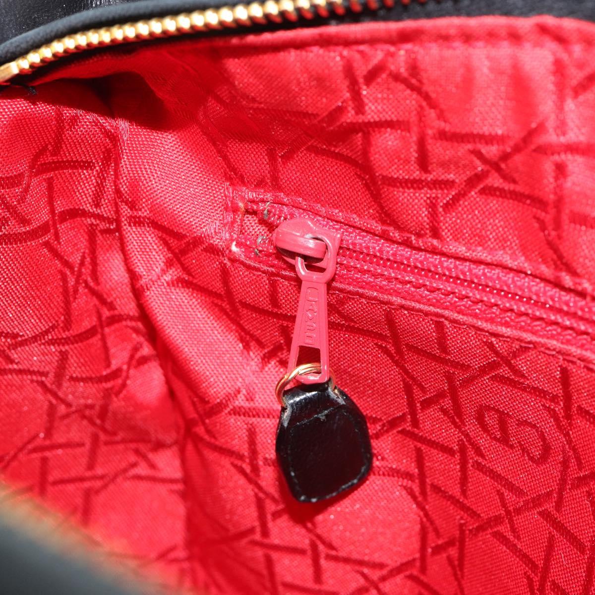 Christian Dior Canage Hand Bag Lamb Skin Black Gold Auth yk20574SAV