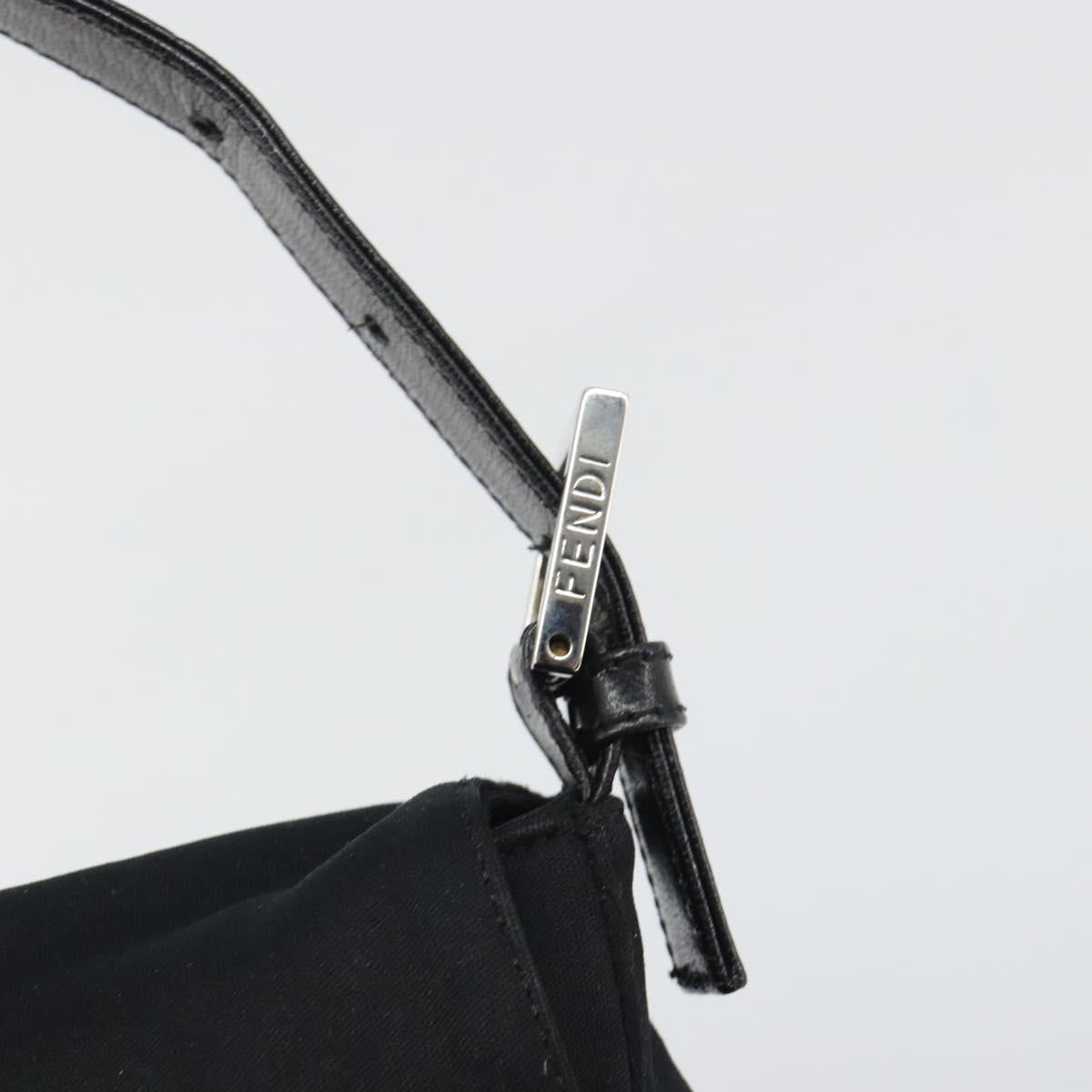 FENDI Mamma Baguette Shoulder Bag Cotton Jersey Black Silver Auth yk20575