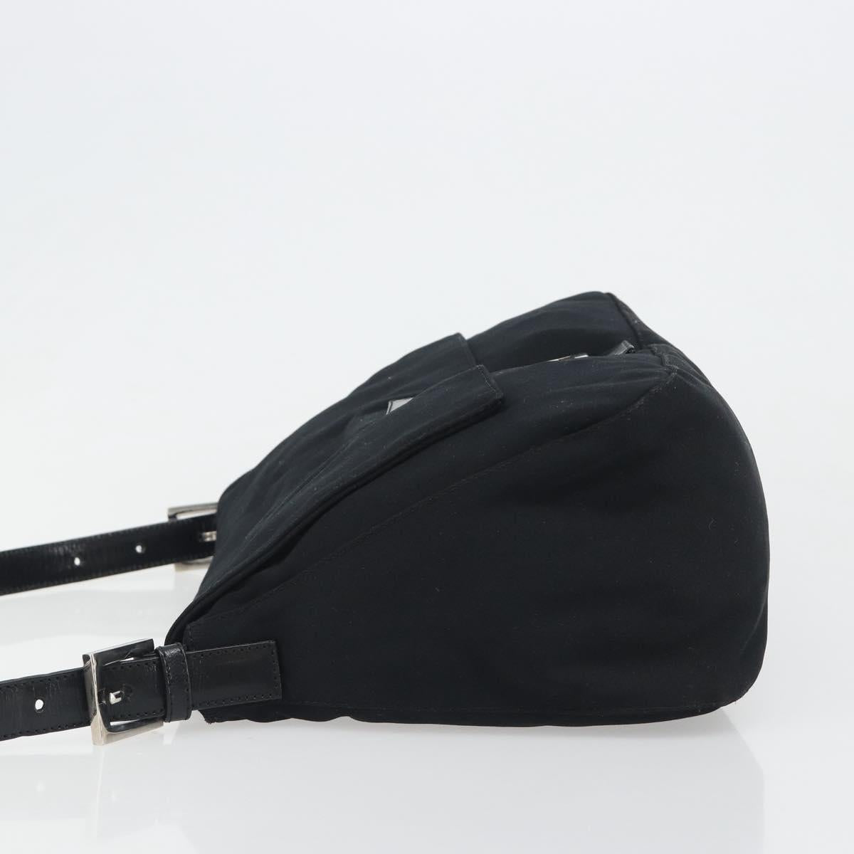 FENDI Mamma Baguette Shoulder Bag Cotton Jersey Black Silver Auth yk20575