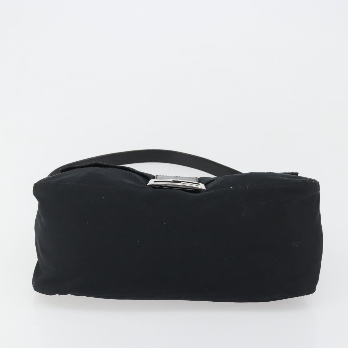 FENDI Mamma Baguette Shoulder Bag Cotton Jersey Black Silver Auth yk20575