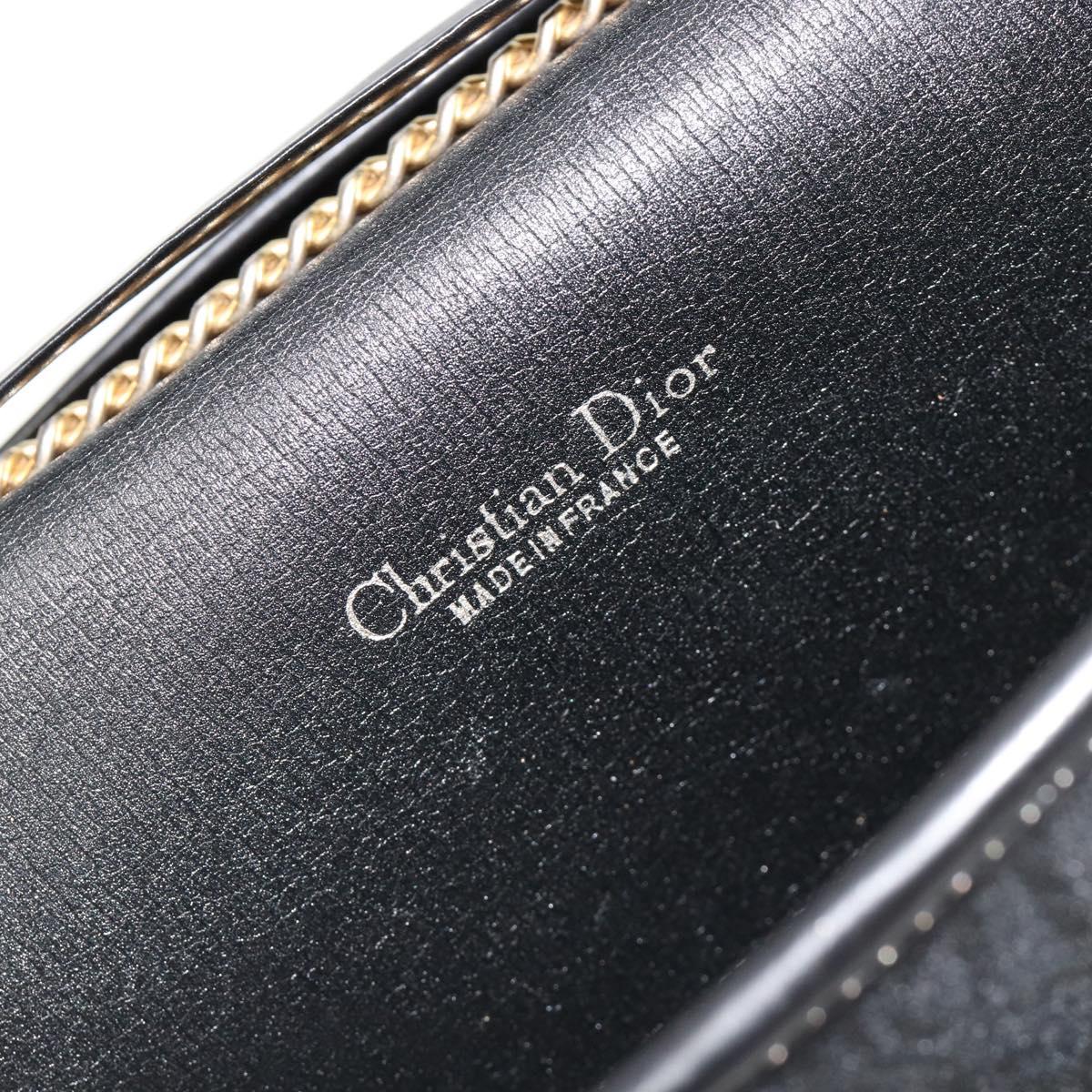 Christian Dior Trotter Canvas Chain Shoulder Bag Black Gold Auth yk20576