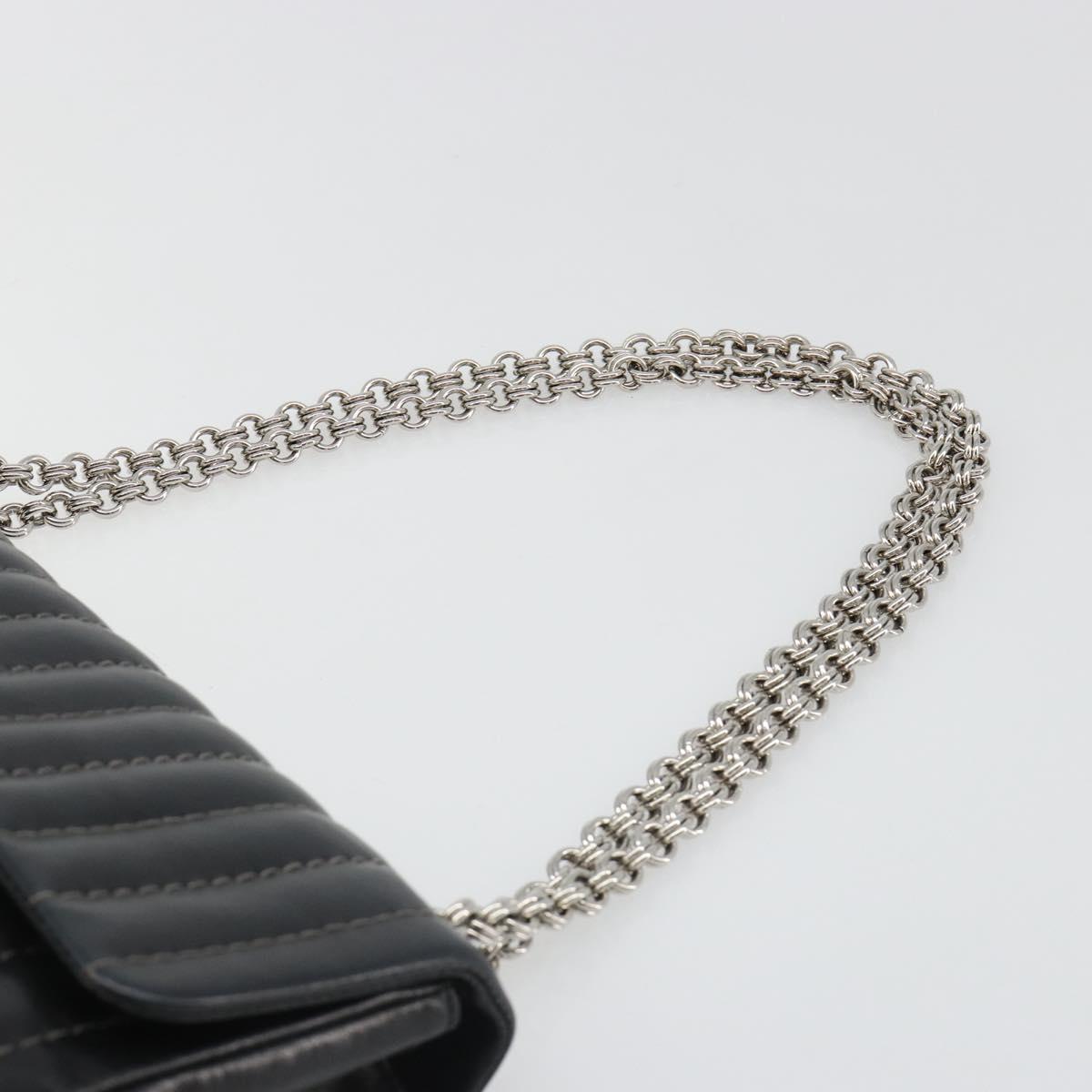 CHANEL Mademoiselle Chain Hand Bag Lamb Skin Black Silver CC Auth yk20577SAV
