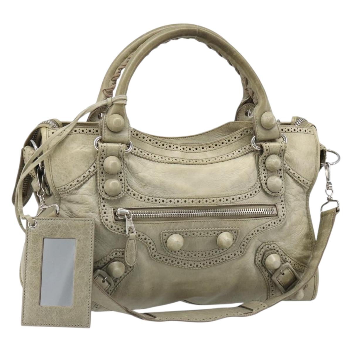 BALENCIAGA The Giant City Bag Leather 2way Gray Silver 204529 Auth yk20579SAV