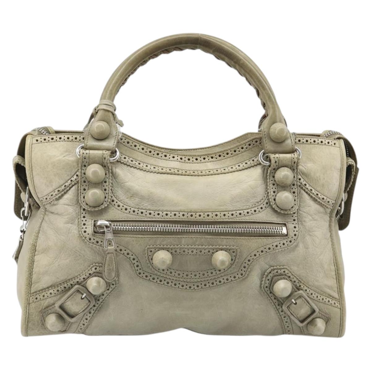 BALENCIAGA The Giant City Bag Leather 2way Gray Silver 204529 Auth yk20579SAV