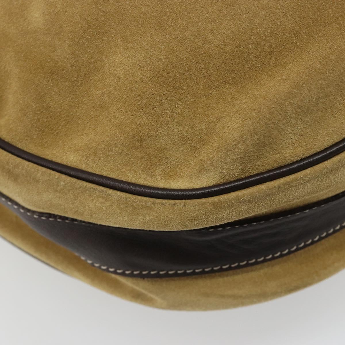 LOEWE Anagram Shoulder Bag Suede Beige Gold Auth yk20584