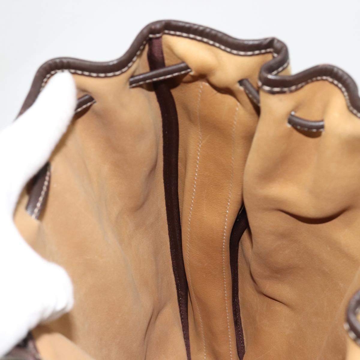 LOEWE Anagram Shoulder Bag Suede Beige Gold Auth yk20584