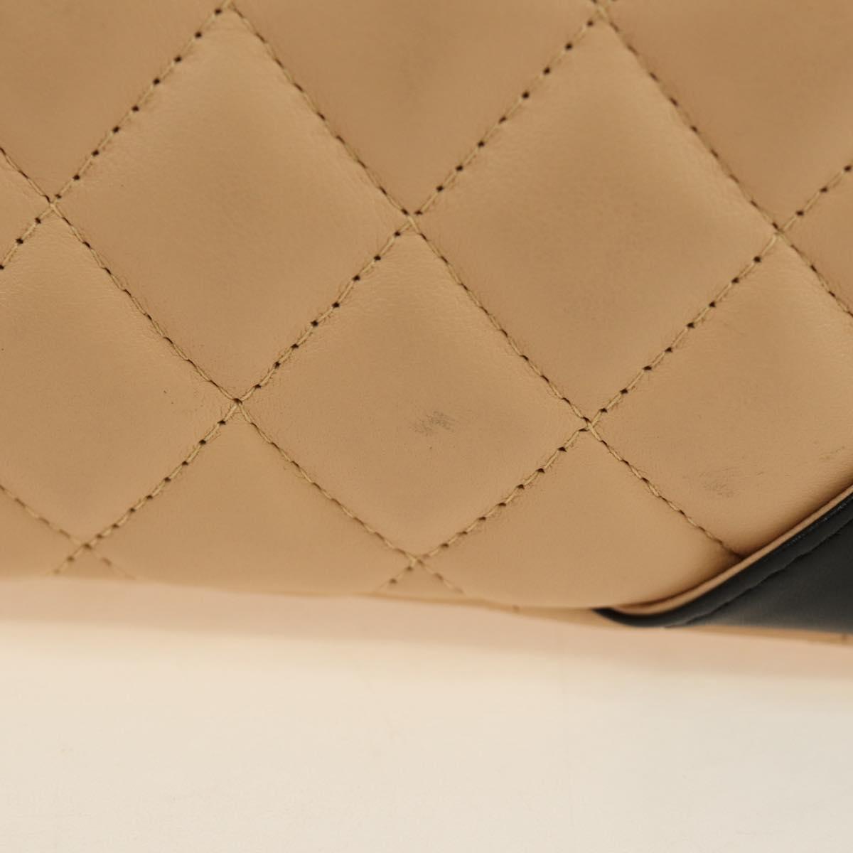 CHANEL Cambon Line Hand Bag Leather Beige Silver CC Auth yk20585SAM