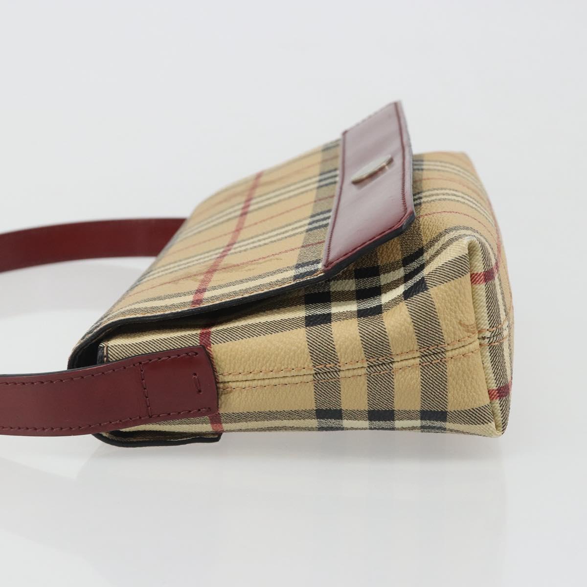 BURBERRY Nova Check Shoulder Bag PVC Beige Silver Auth yk20589A