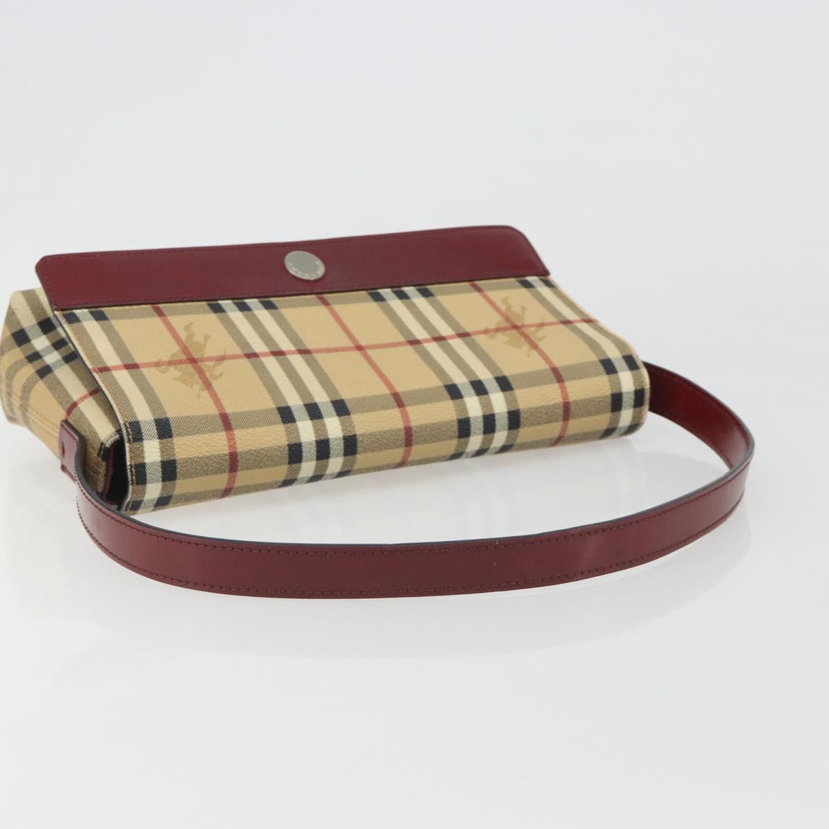 BURBERRY Nova Check Shoulder Bag PVC Beige Silver Auth yk20589A
