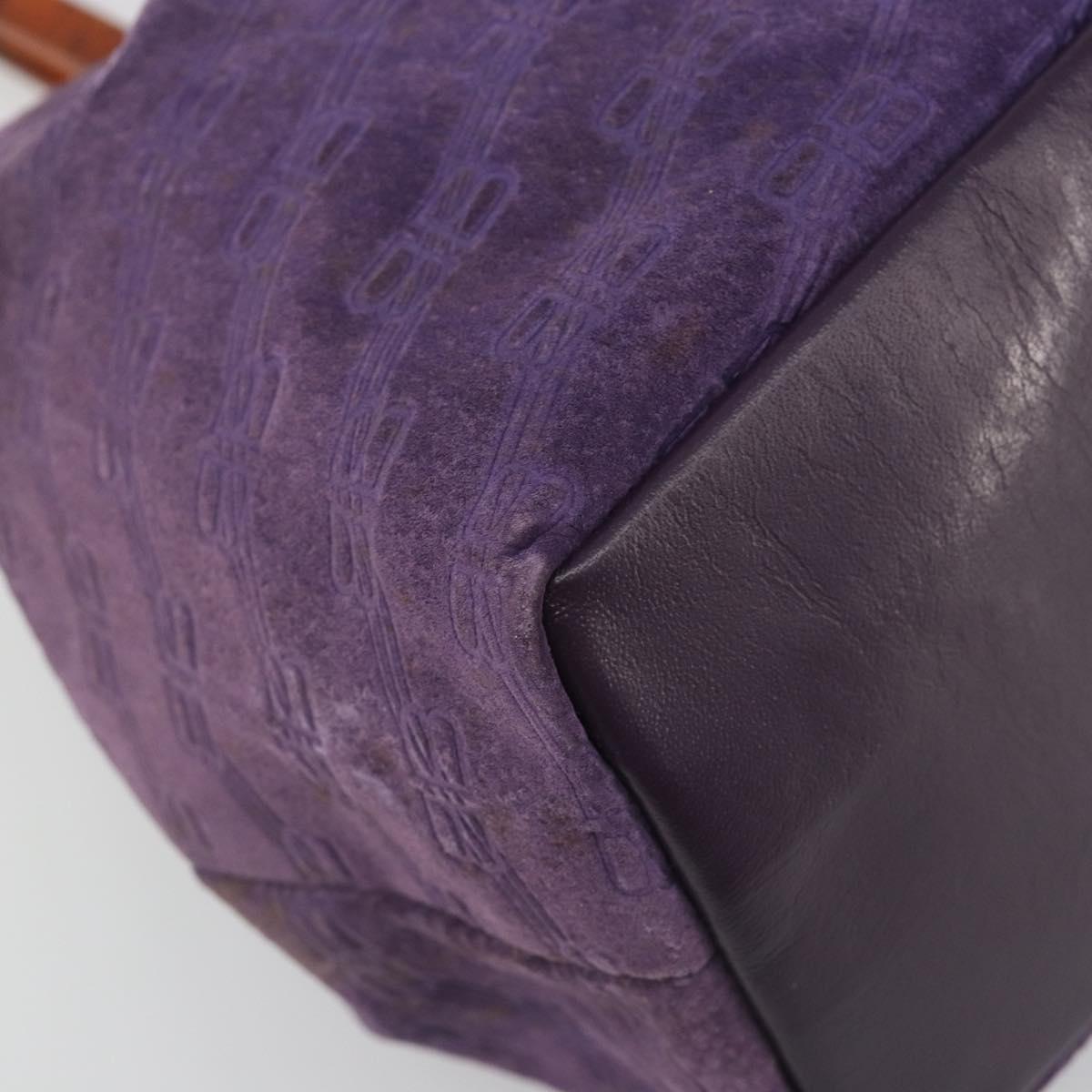 BALENCIAGA Hand Bag Suede Purple Silver Auth yk20590