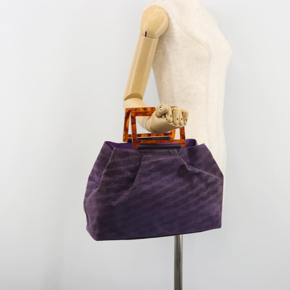 BALENCIAGA Hand Bag Suede Purple Silver Auth yk20590