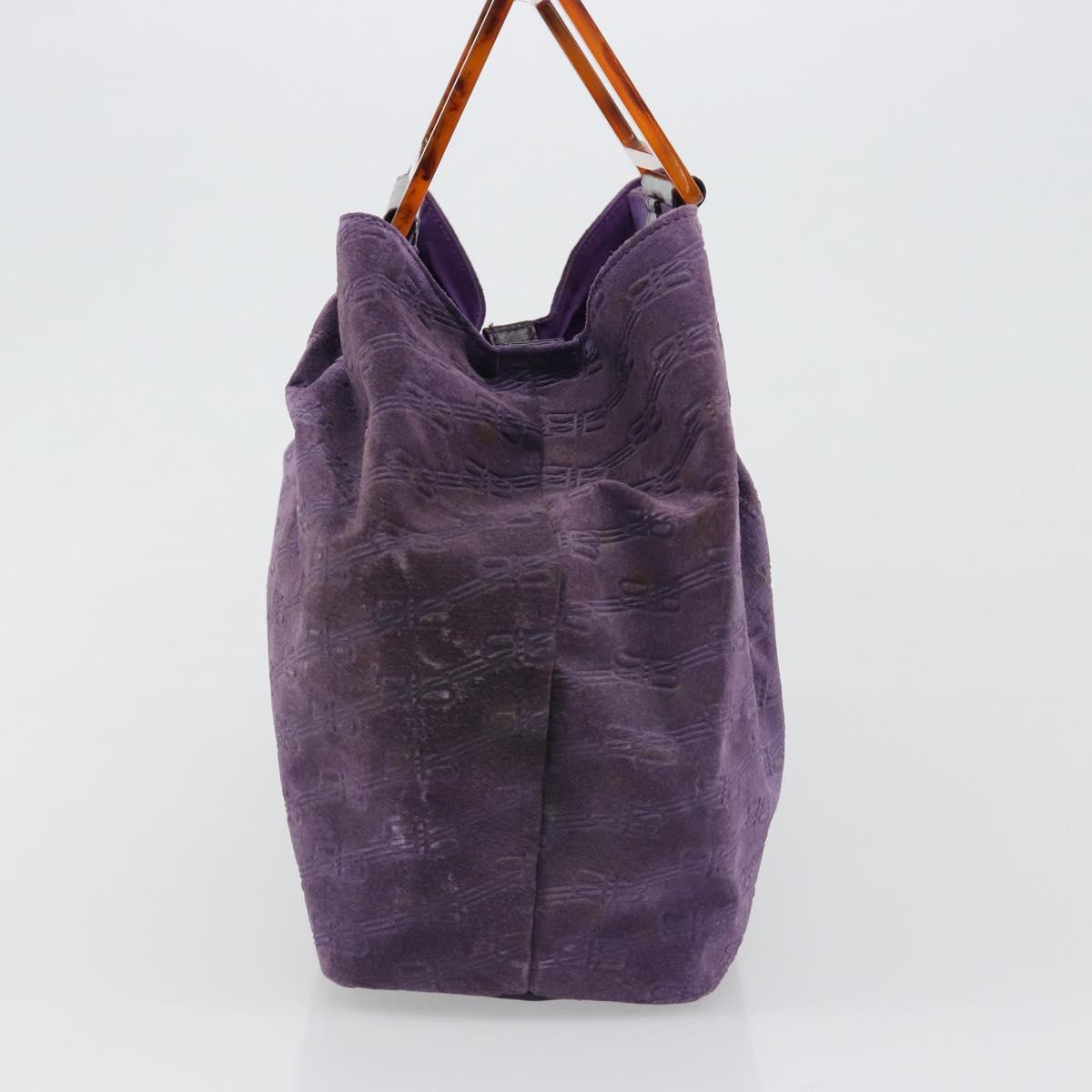 BALENCIAGA Hand Bag Suede Purple Silver Auth yk20590