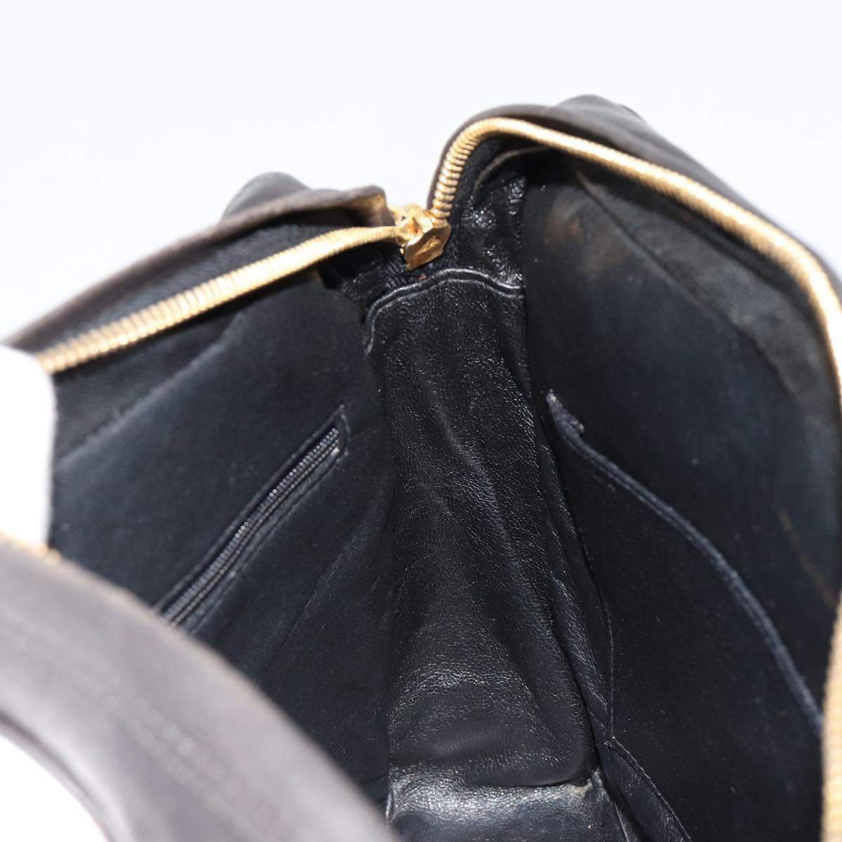 CHANEL Matelasse Chain Shoulder Bag Lamb Skin Black Gold CC Auth yk20591V
