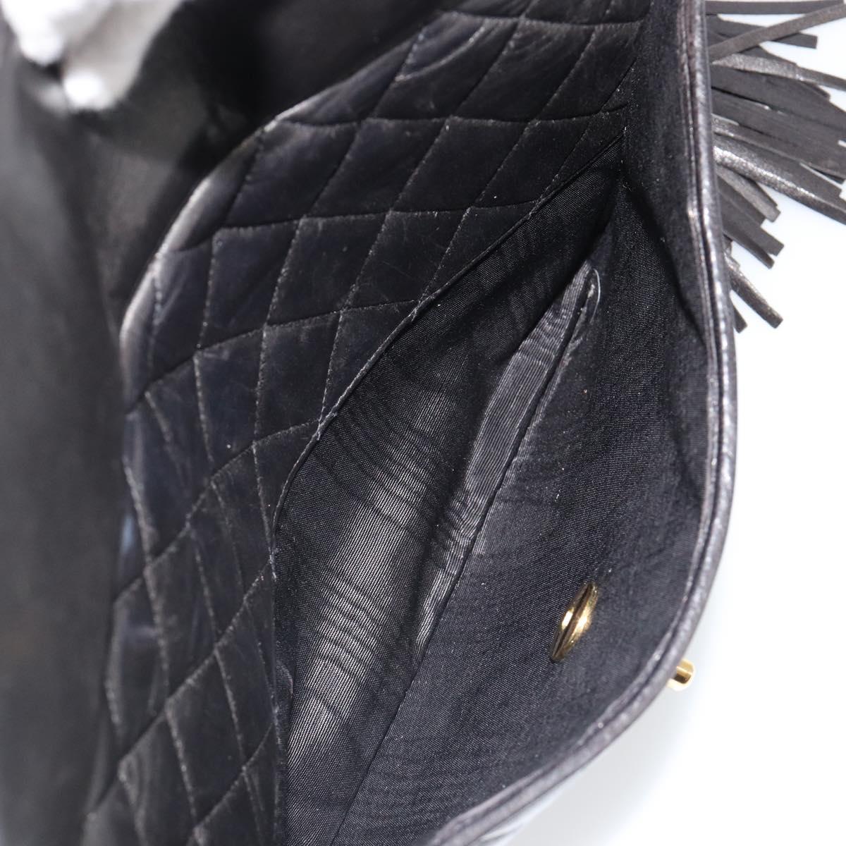 CHANEL Matelasse Chain Shoulder Bag Lamb Skin Black Gold CC Auth yk20591V