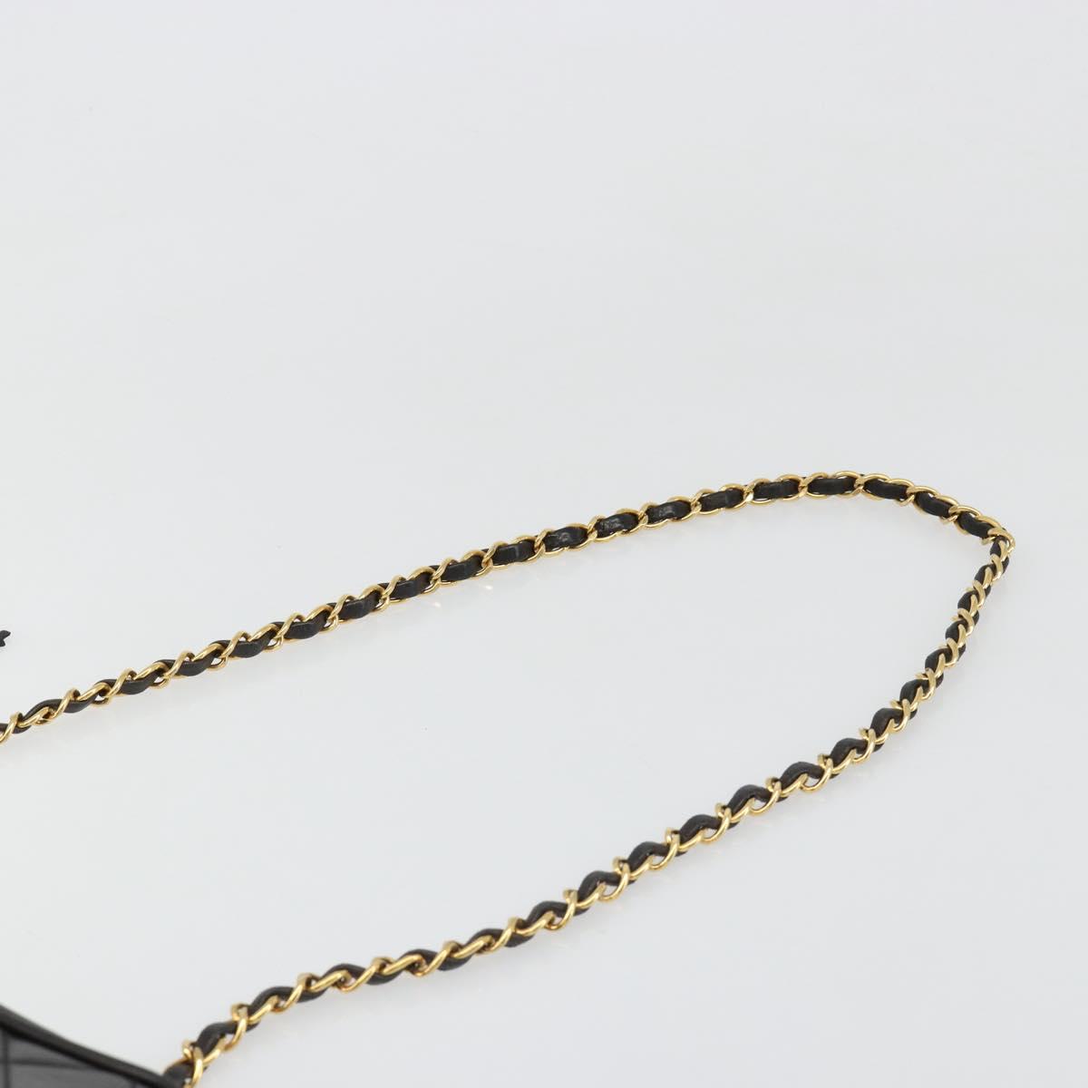 CHANEL Matelasse Chain Shoulder Bag Lamb Skin Black Gold CC Auth yk20591V