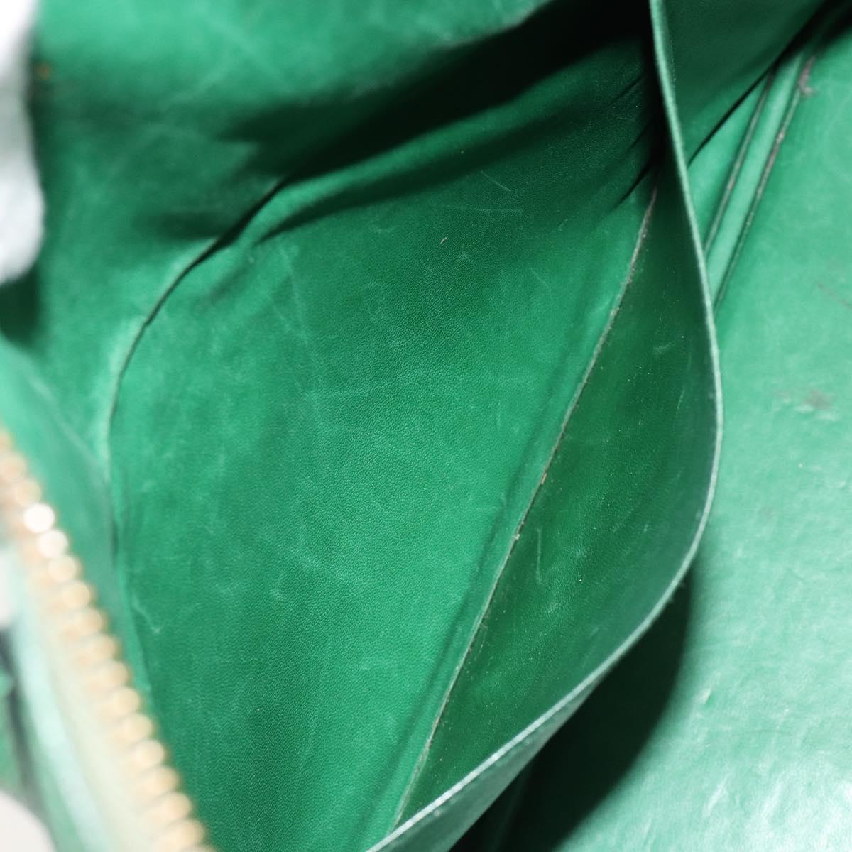 HERMES Courchevel Bolide 37 Hand Bag Leather 2way Green Gold Auth yk20592V