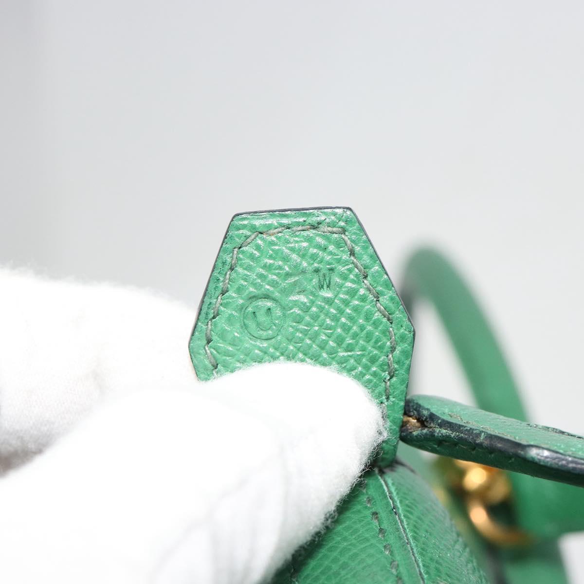 HERMES Courchevel Bolide 37 Hand Bag Leather 2way Green Gold Auth yk20592V