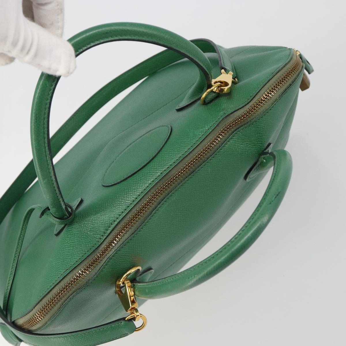 HERMES Courchevel Bolide 37 Hand Bag Leather 2way Green Gold Auth yk20592V
