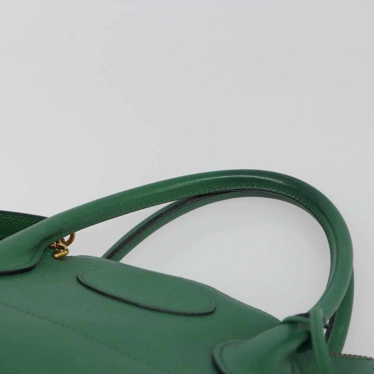 HERMES Courchevel Bolide 37 Hand Bag Leather 2way Green Gold Auth yk20592V