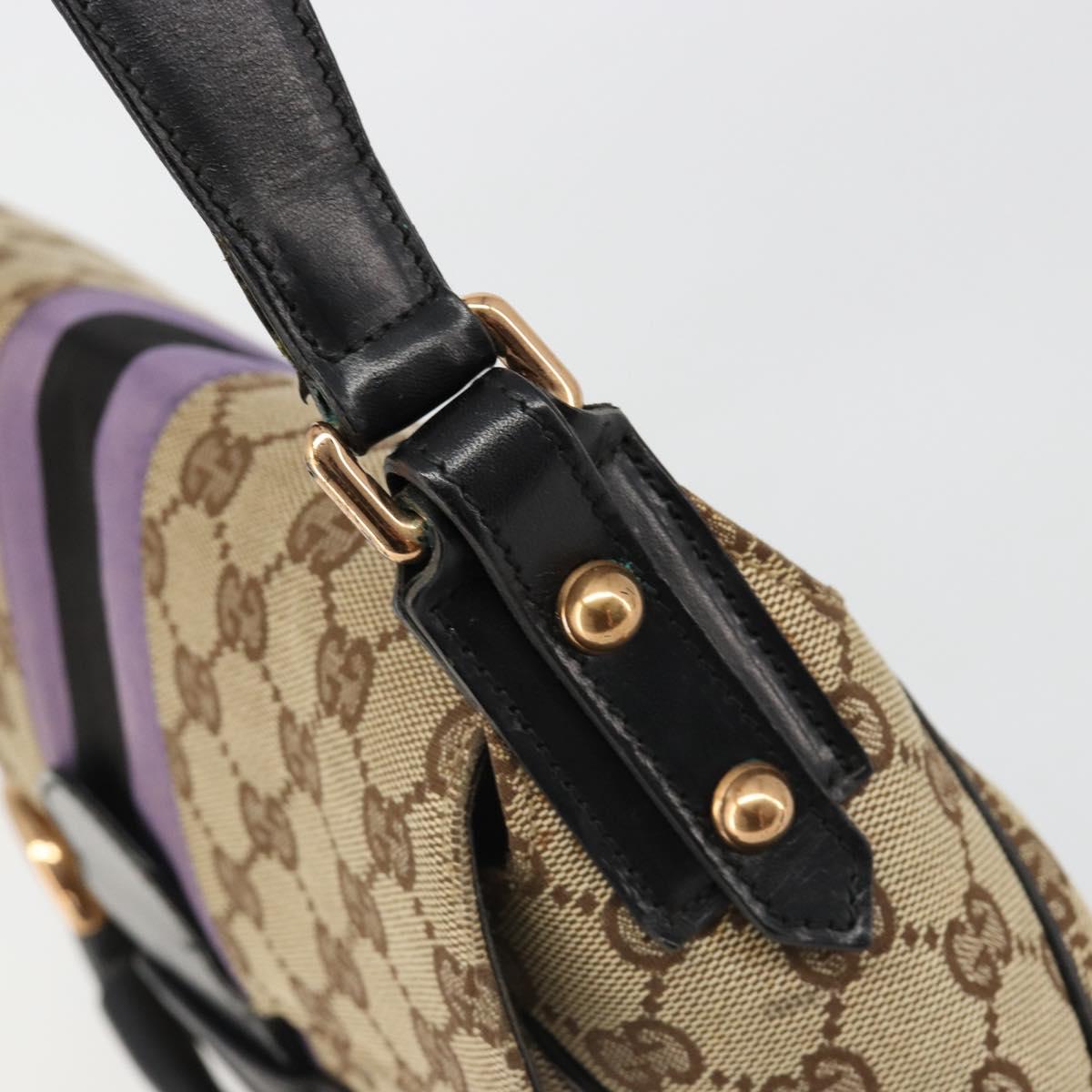 GUCCI GG Canvas Horsebit Sherry Line Bag Beige Gold 129500 Auth yk20593SAV