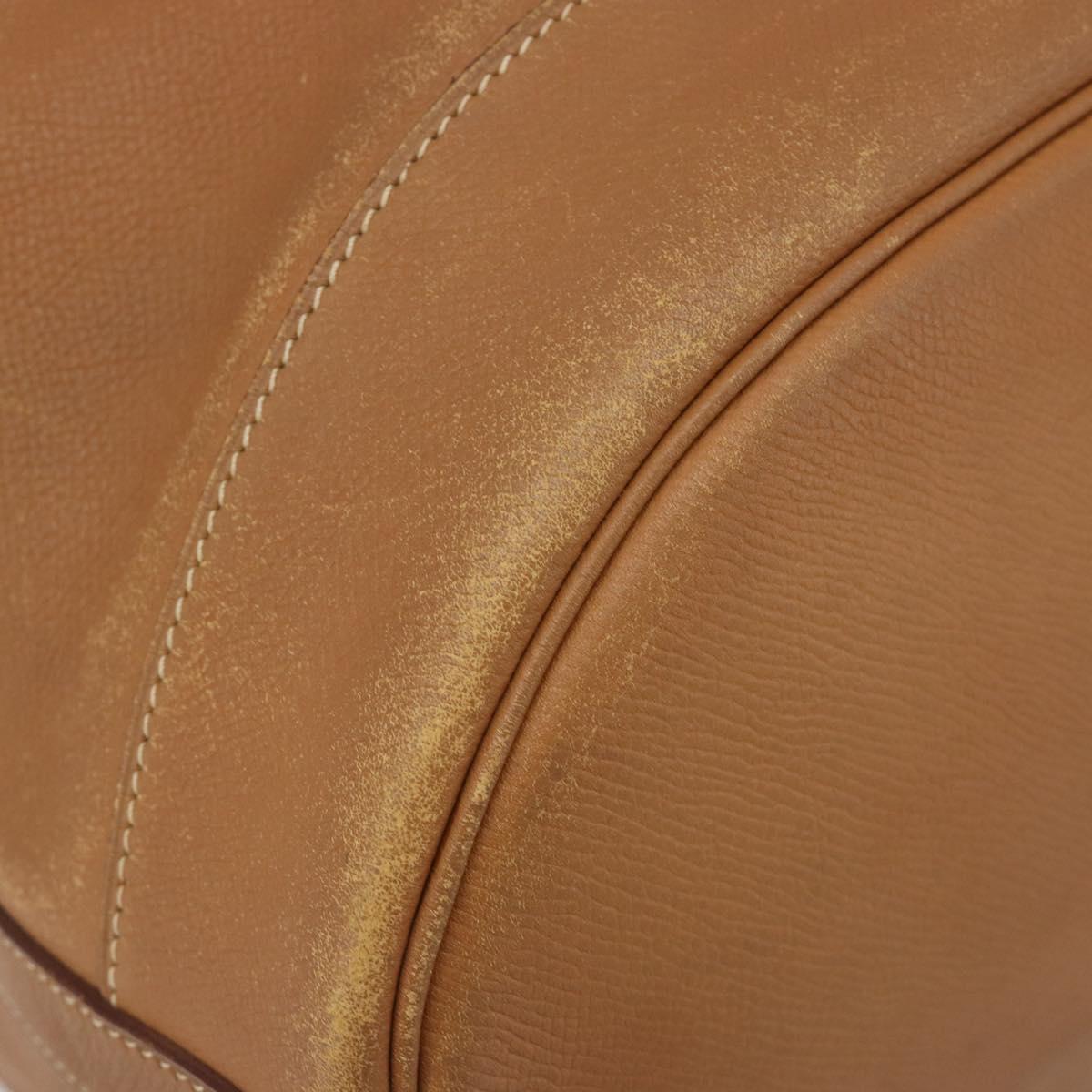 HERMES Market GM Shoulder Bag Epsom Brown Gold Auth yk20594