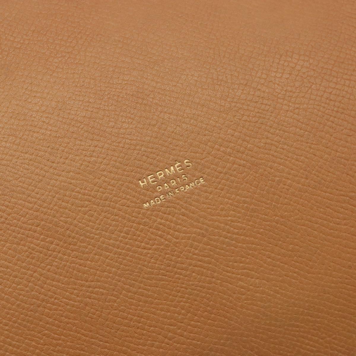 HERMES Market GM Shoulder Bag Epsom Brown Gold Auth yk20594