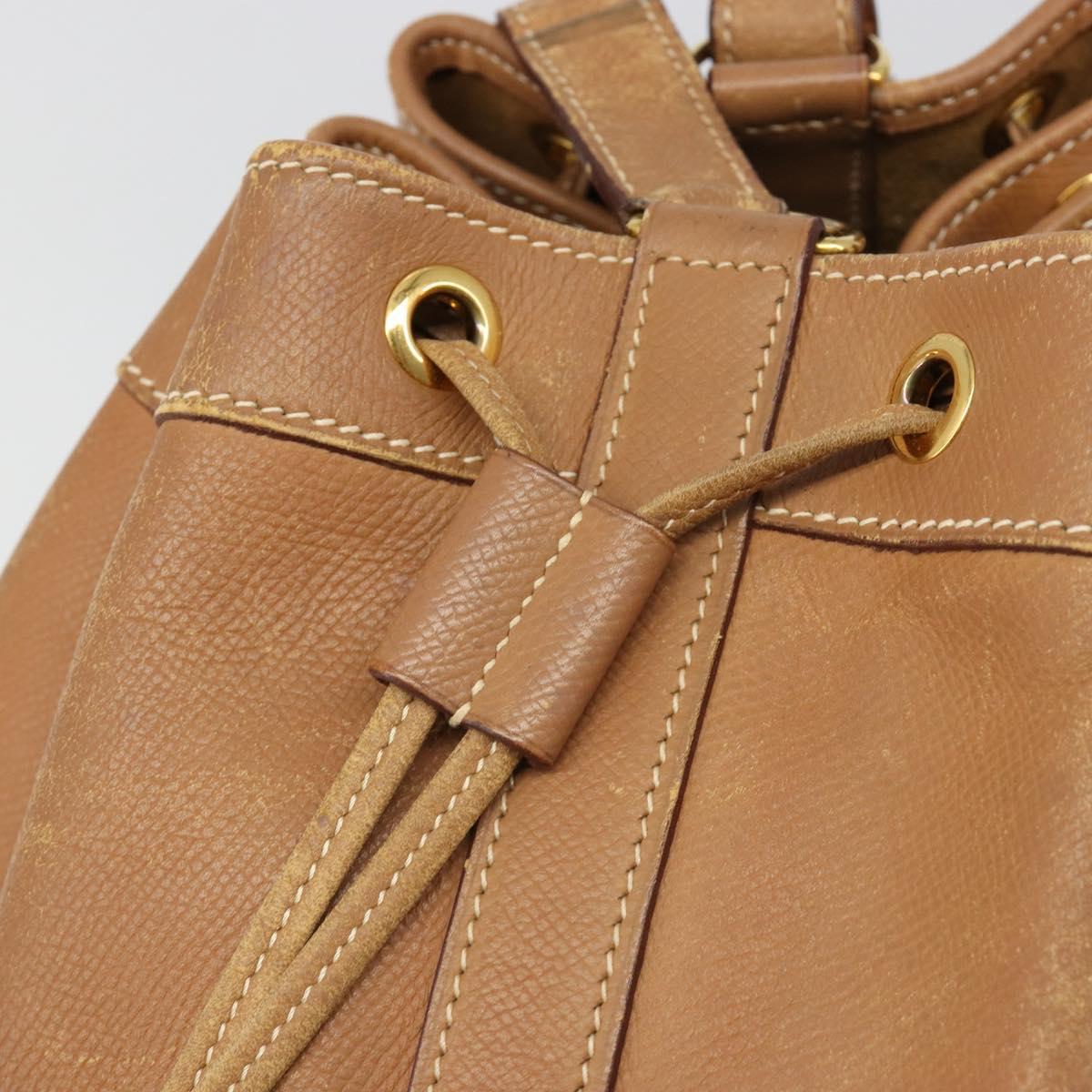 HERMES Market GM Shoulder Bag Epsom Brown Gold Auth yk20594