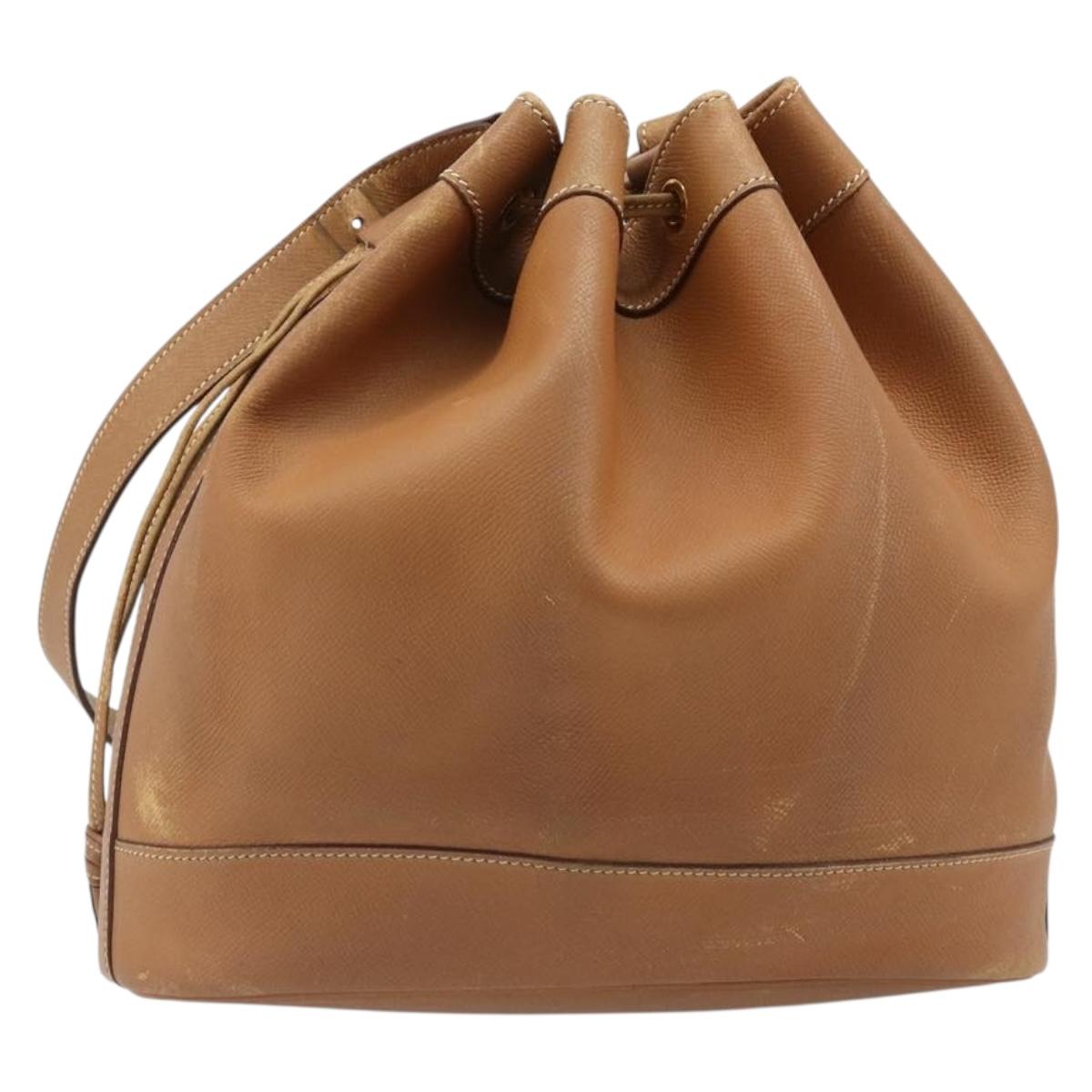 HERMES Market GM Shoulder Bag Epsom Brown Gold Auth yk20594